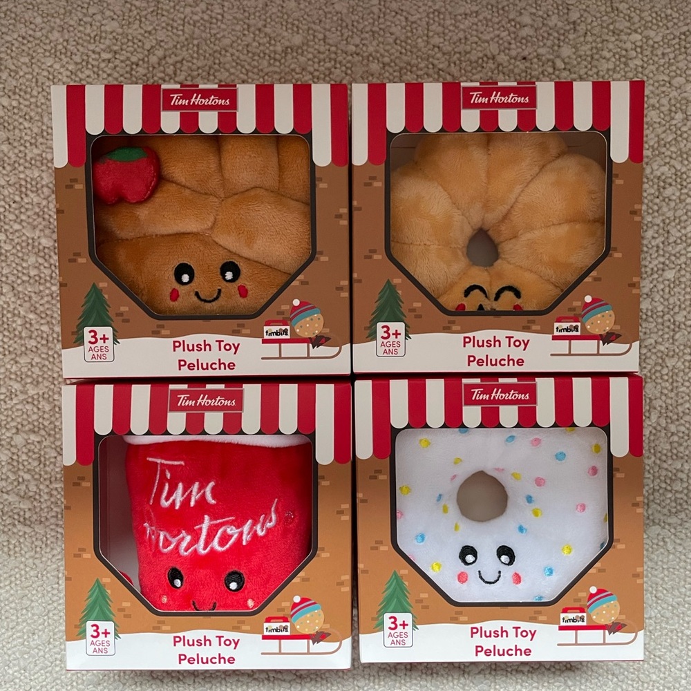 Tim Hortons Baked Goods Plush 2024 Holiday Limited Edition Red Cup Honey Cruller